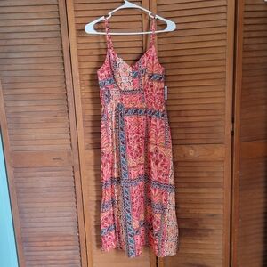 Old Navy | Pink Paisley Midi Dress With Smocked Waist | NWT